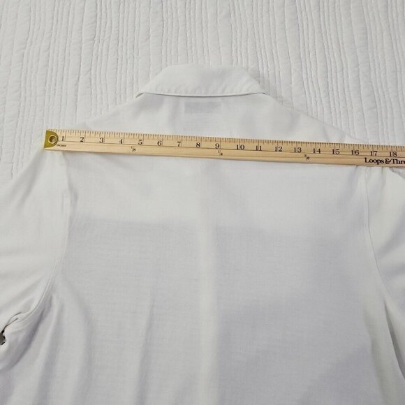 Alfani Button Up Knit Shirt Men's M Navy Blue Stripes Short Sleeve EUC Old Money - Picture 8 of 11